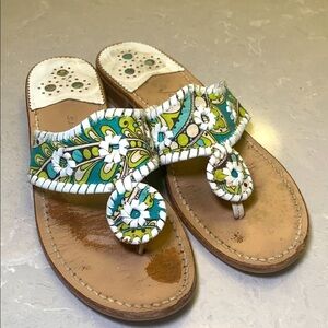 Jack Rogers Classic Jacks leather and fabric sandals size 8